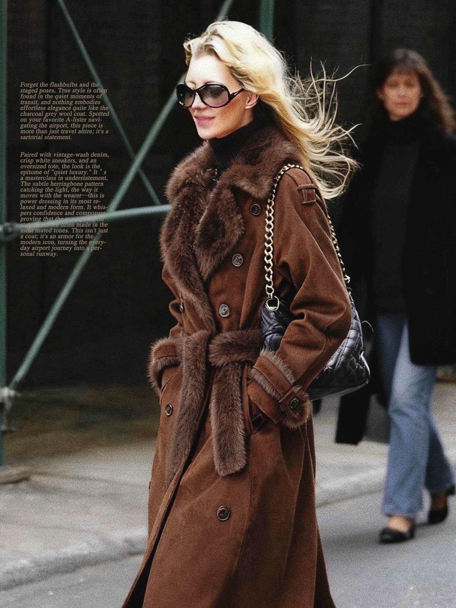 Belted Double-Breasted Long Coat