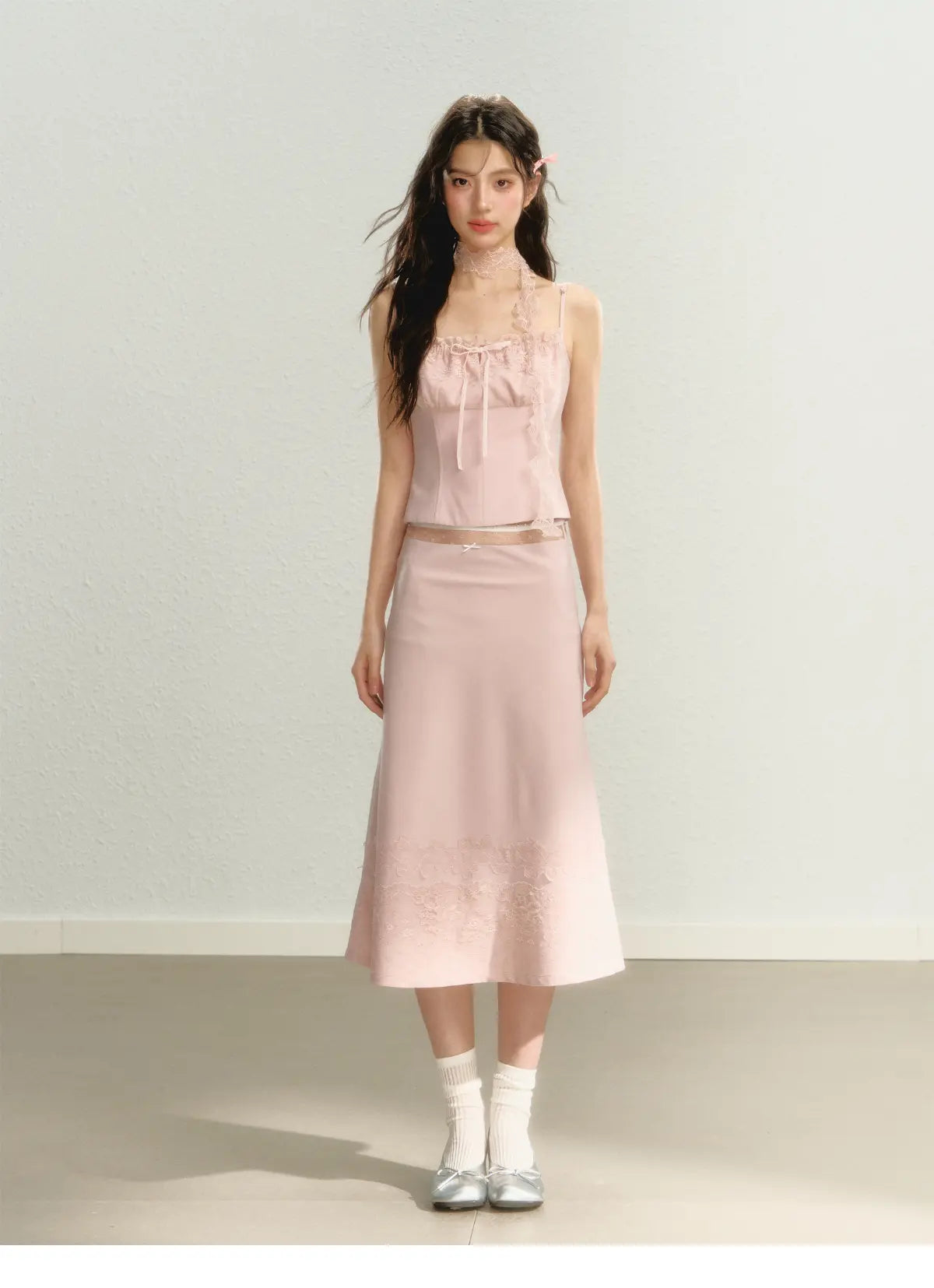 Lace Spaghetti Strap Tank Top & Mini Skirt Set - CHINASQUAD