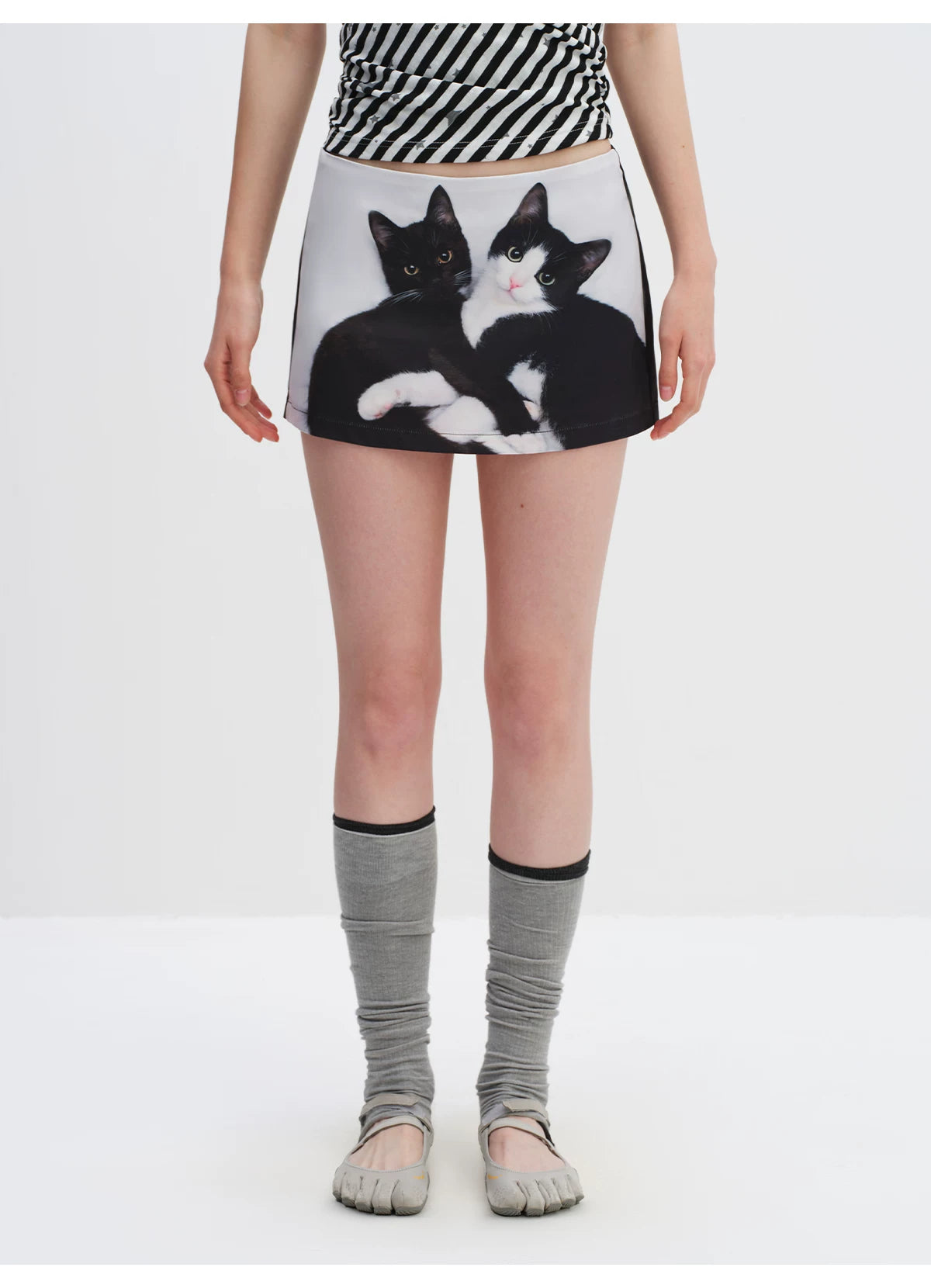 Cat Print A-Line Mini Skirt