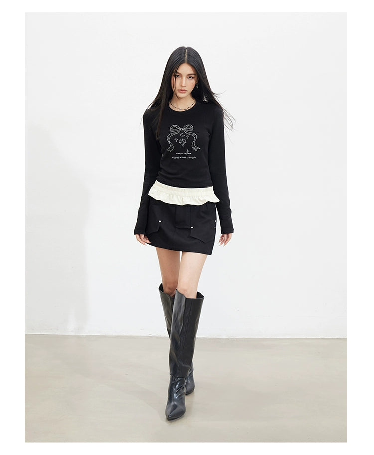 MacyMccoy Bow Graphic Long-Sleeve T-shirt - CHINASQUAD