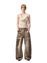 Washed Leopard Print Canvas Curved Pants - CHINASQUAD