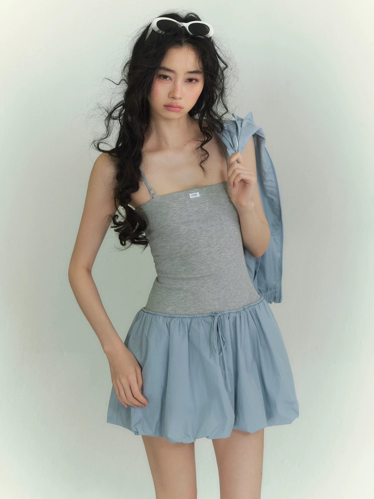 Floral Patchwork Casual Jacket & Bubble Dress Set