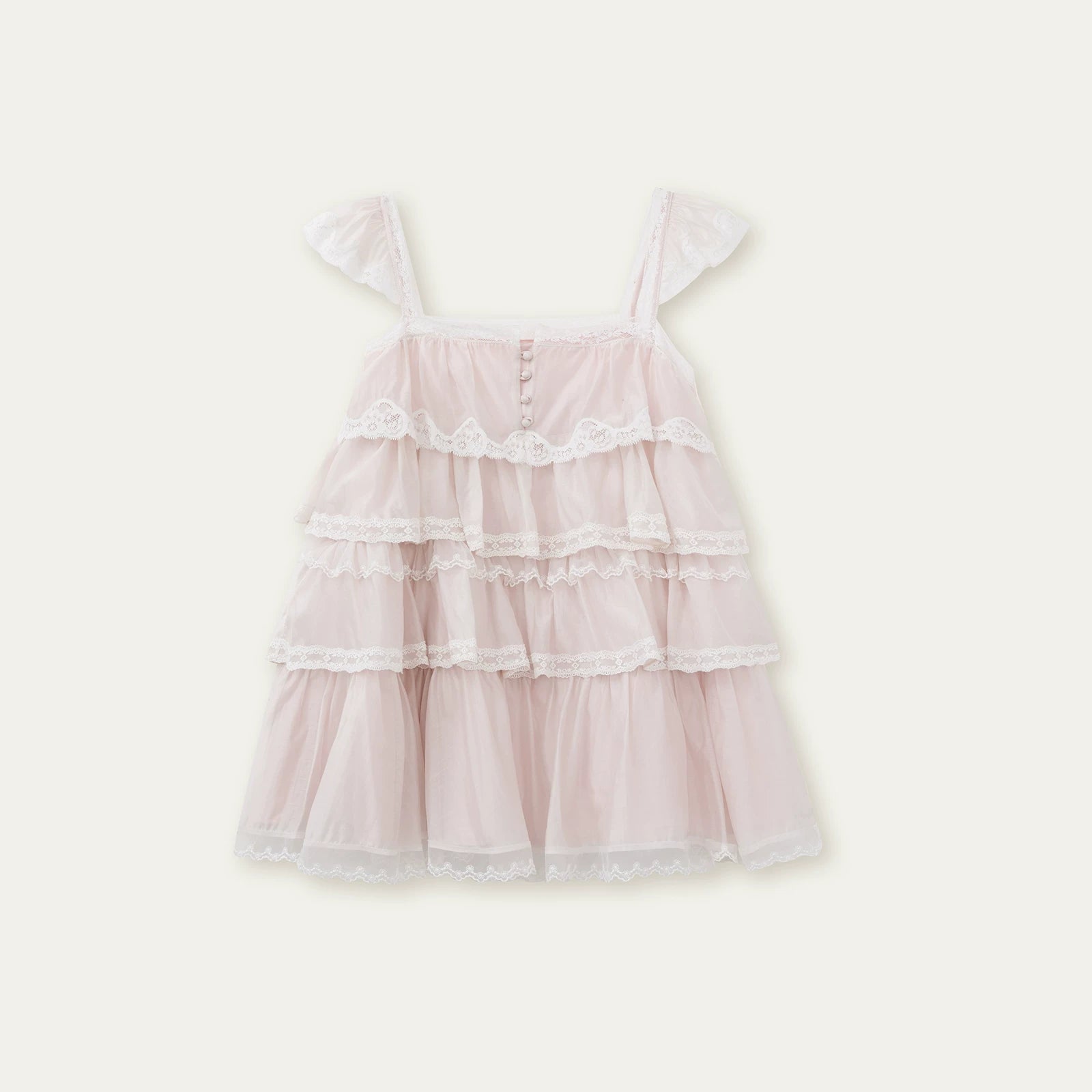 Blush Lace Mist Tiered Princess Dress