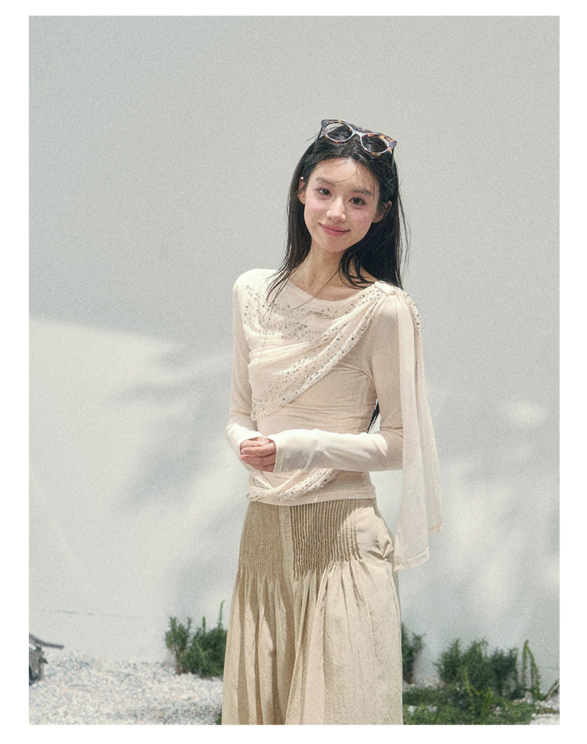 She Kissed Frost Rhinestone Sheer Top