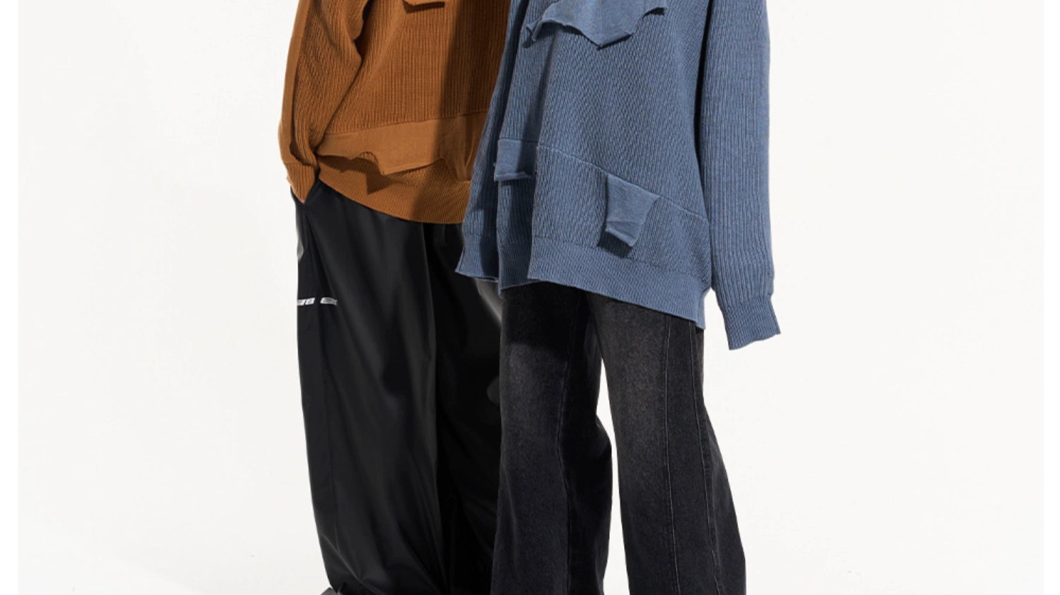 Cloud Texture Dual-Tone Distressed Knit Sweater - CHINASQUAD