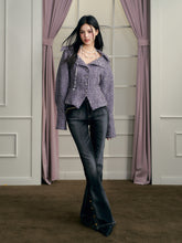 Purple Shawl Collar Knit Jacket - CHINASQUAD