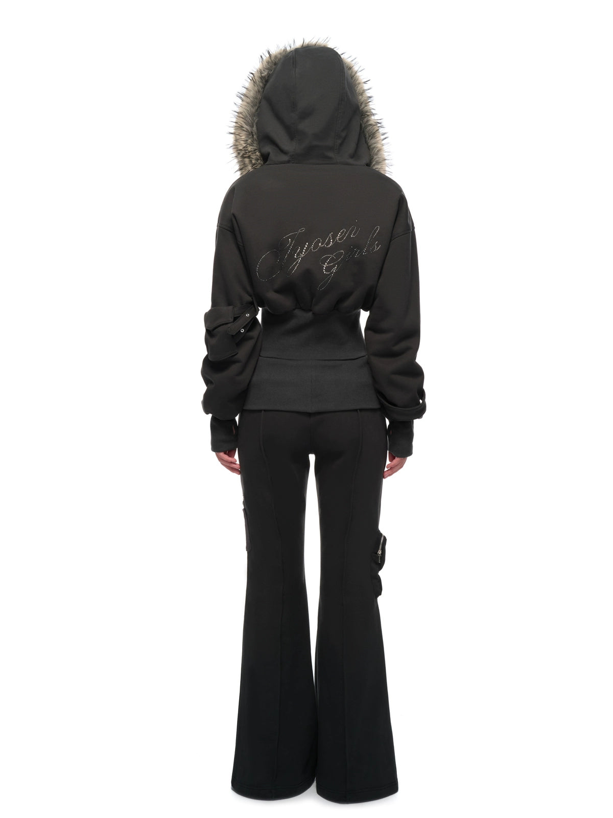 Waist-Cinched Hoodie & Flare Pants Set