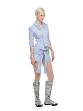 Striped Tie-Waist Shirt Skirt - CHINASQUAD