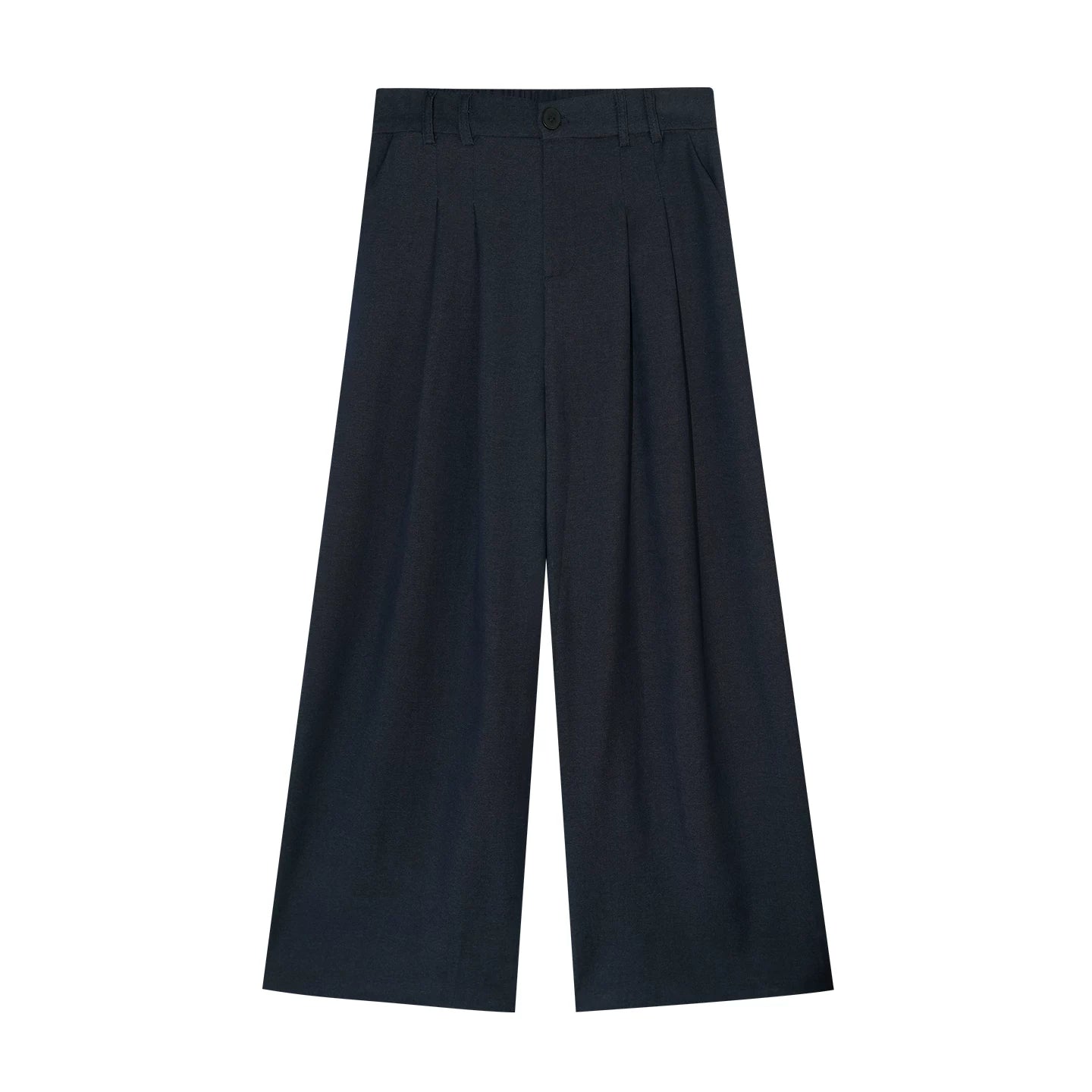 Pleated Denim-Inspired Tie-Waist Camisole & Wide-Leg Pants Set