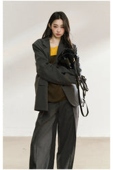 Charcoal Tailored Oversized Blazer - CHINASQUAD
