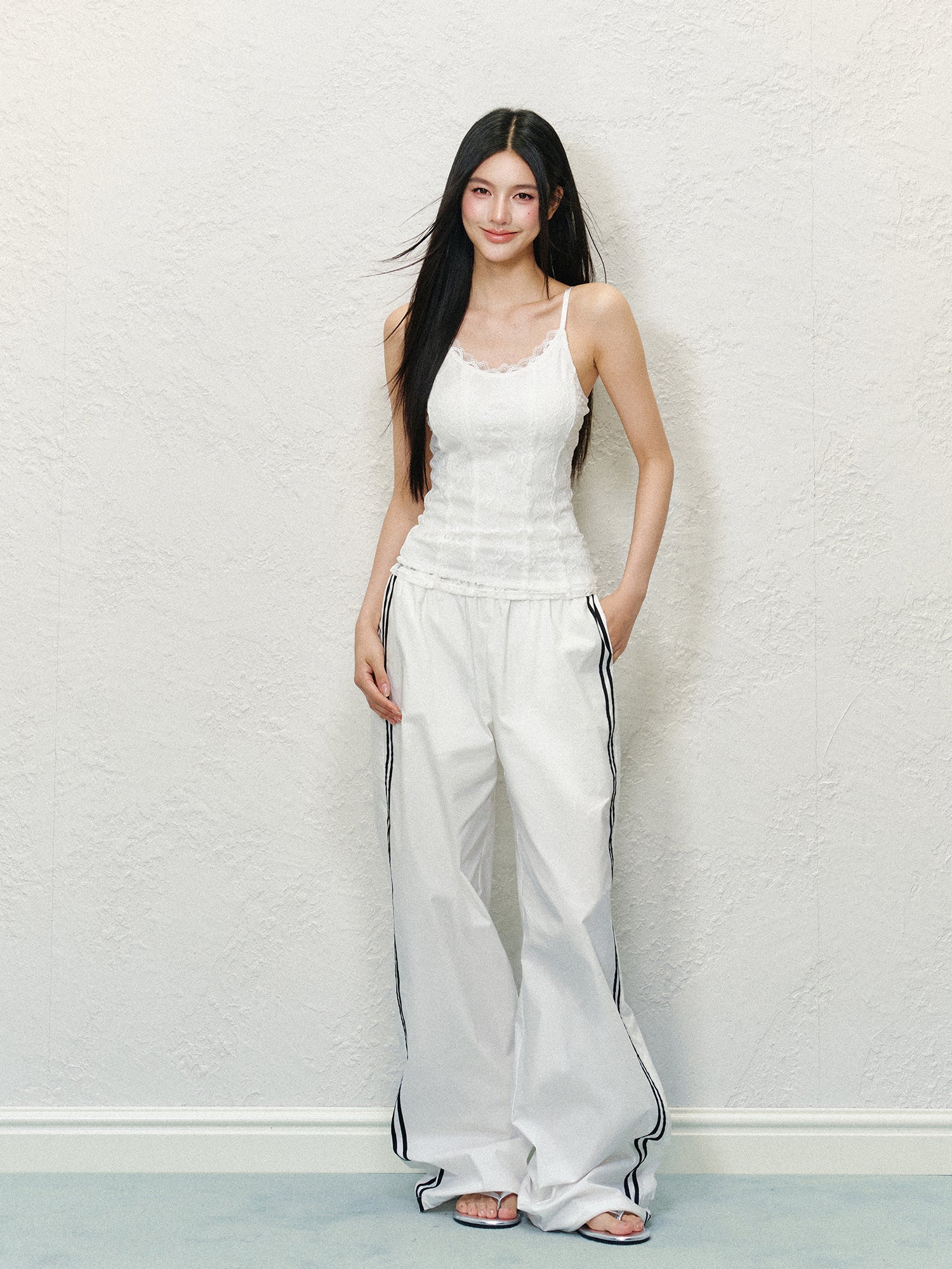 Lace-Style Spaghetti Strap Tank Top - CHINASQUAD