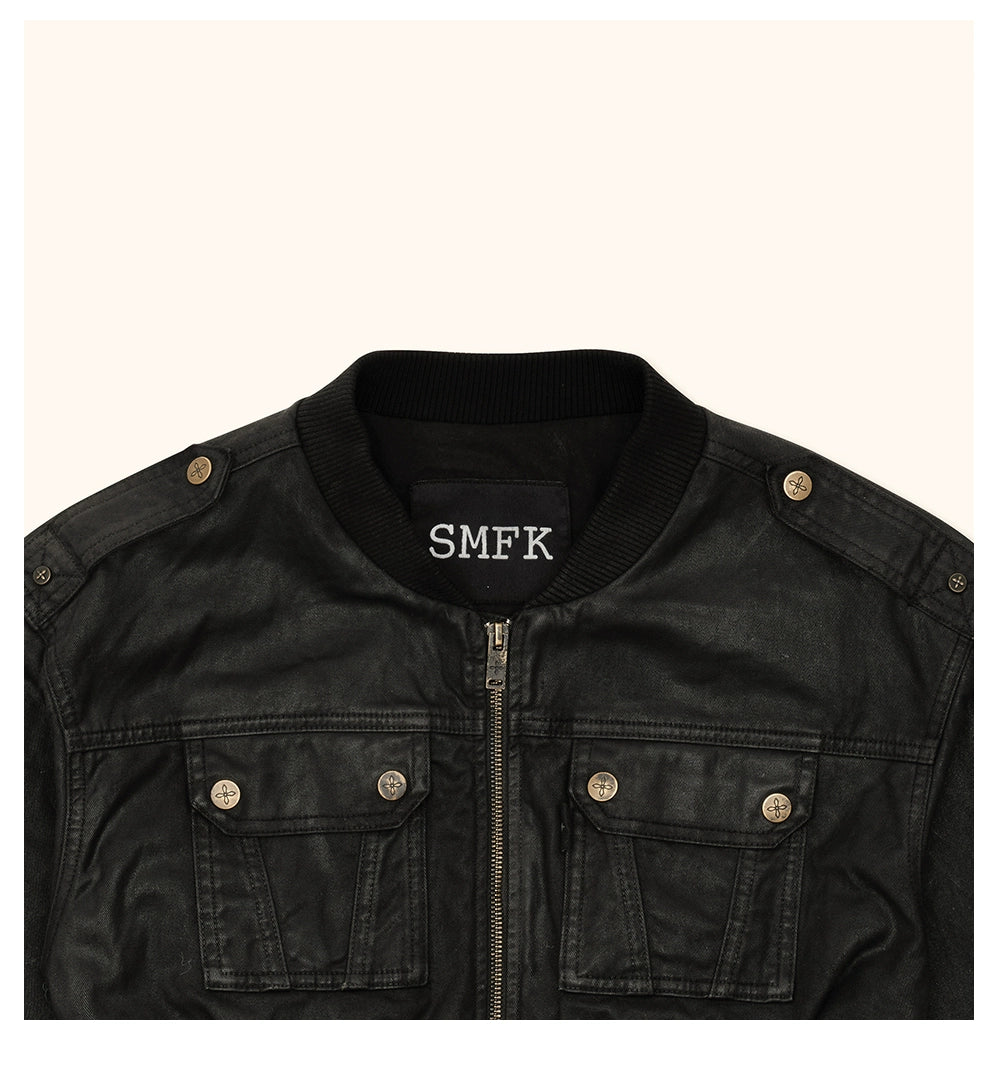 Ancient Myth Wax-coated Short Bomber Jacket - CHINASQUAD