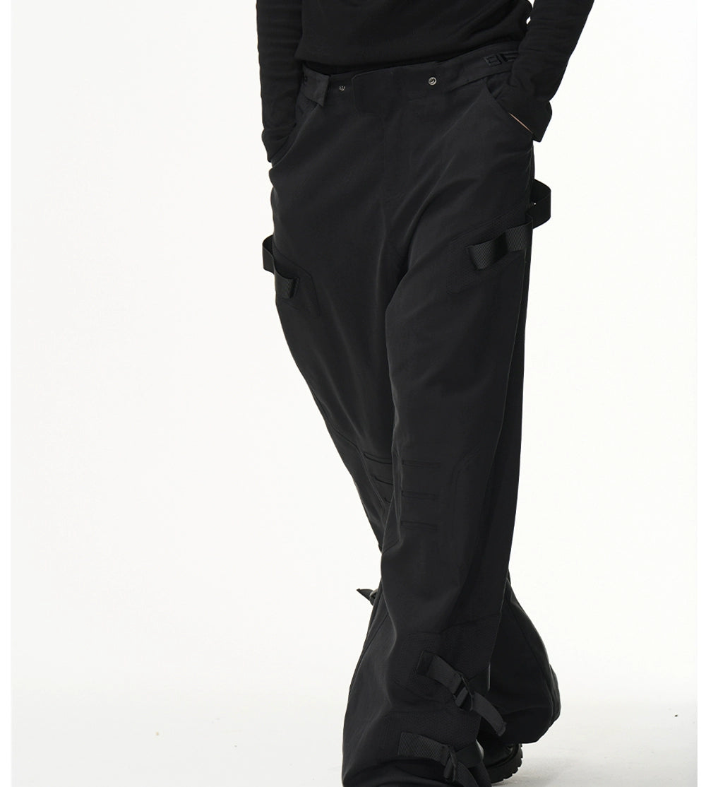 Black Cut-Out Paneled Trousers - CHINASQUAD