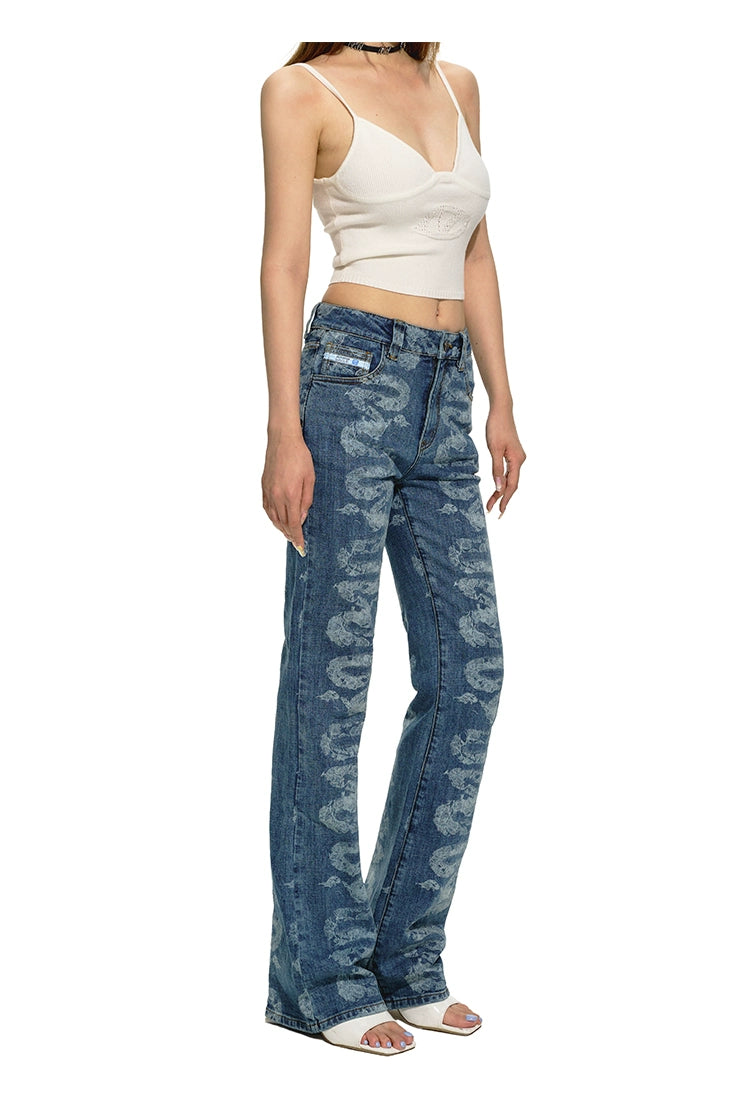 Blue Low-Waist Skinny Straight-Leg Jeans - CHINASQUAD