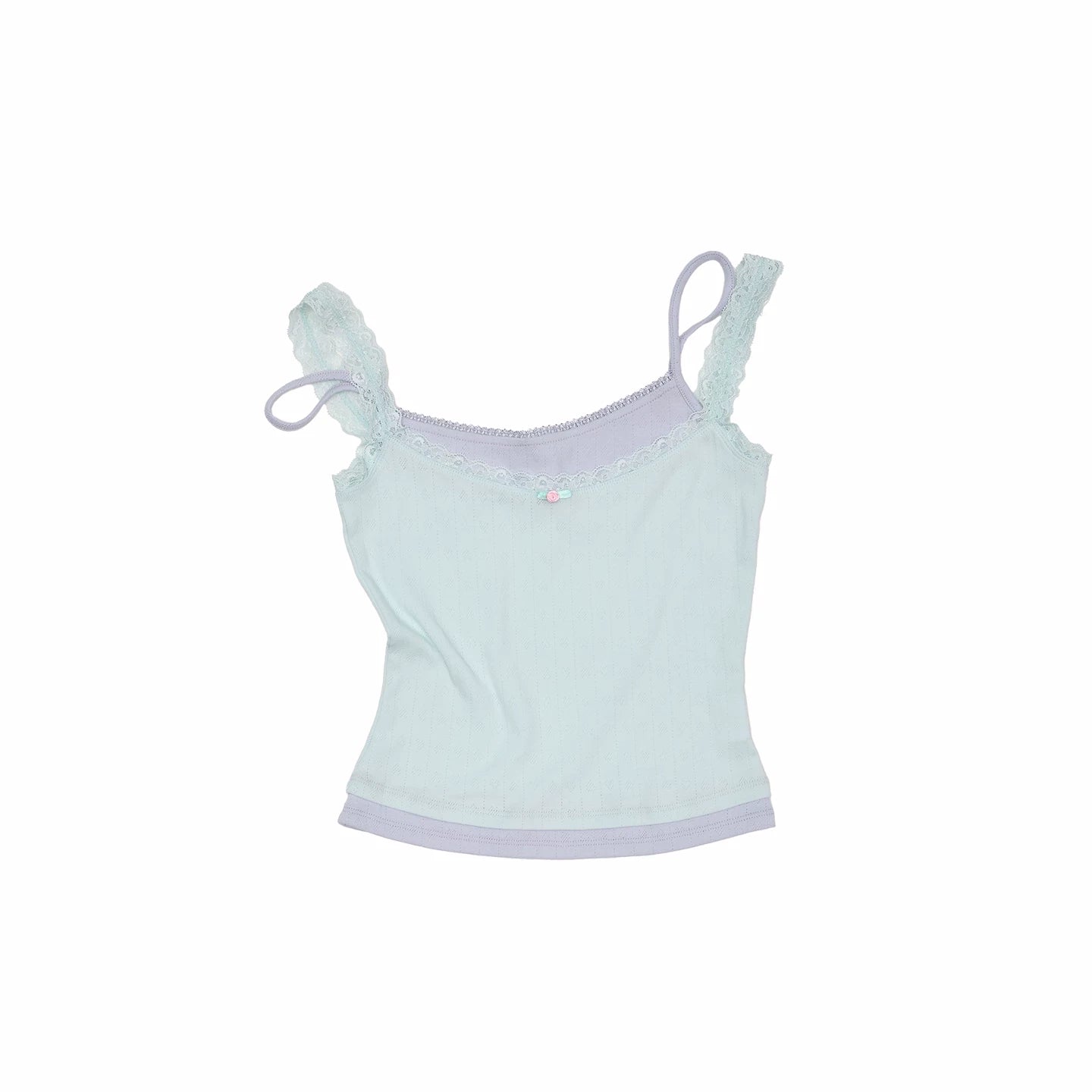Asymmetrical Lace Trim Layered Knit Camisole 1Jinn Studio