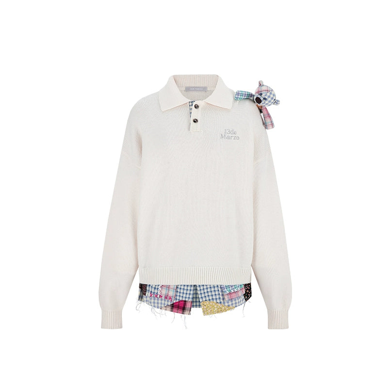 Plaid Bear Polo Sweater - CHINASQUAD