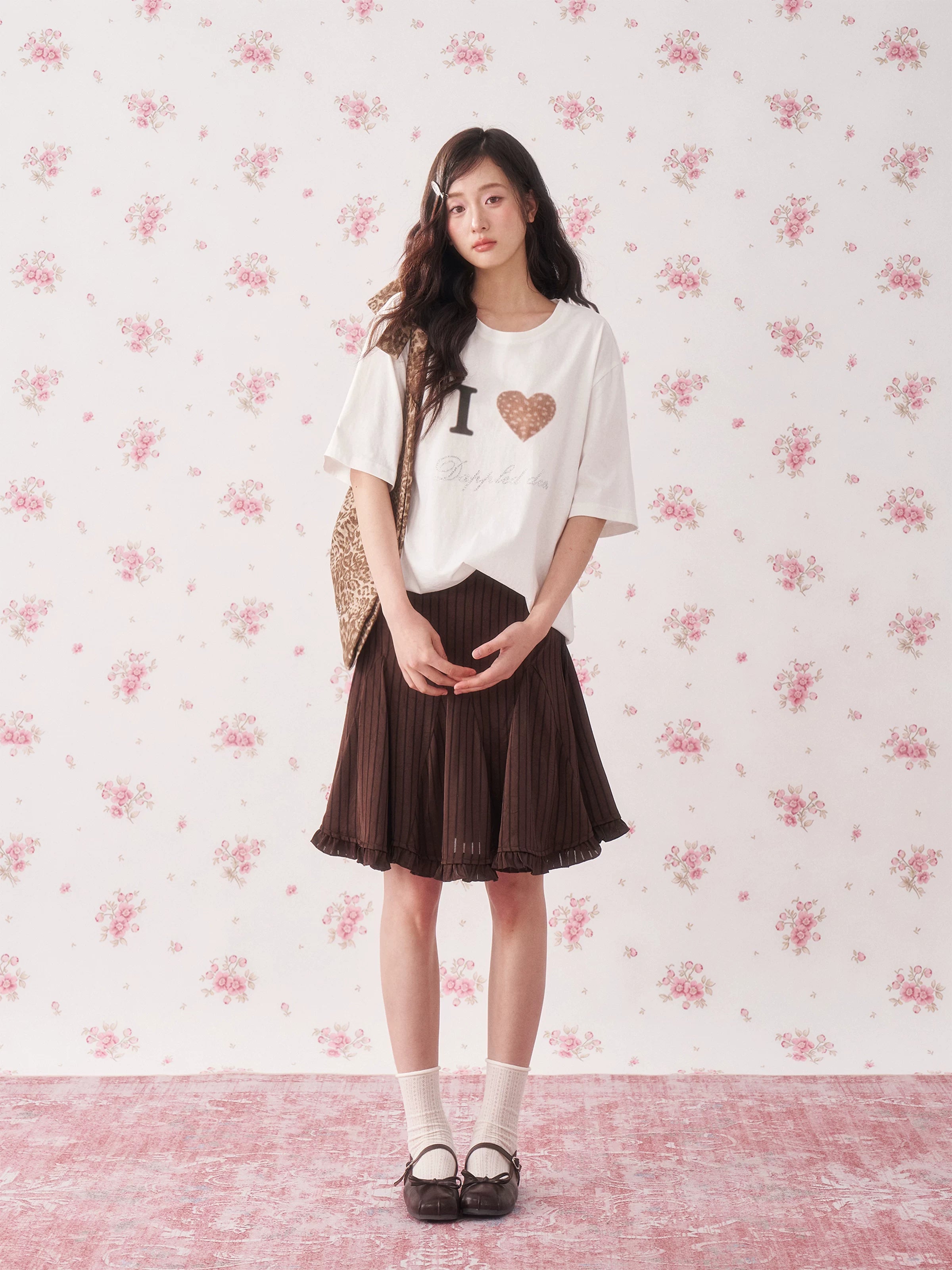 Rhinestone Deer Heart Relaxed Fit T-Shirt