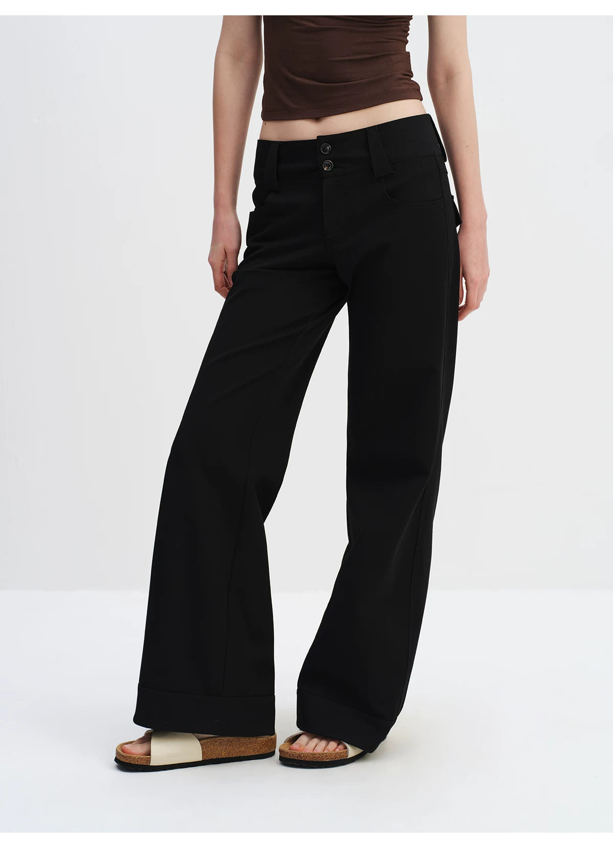 Low-Rise Wide-Leg Tailored Trousers