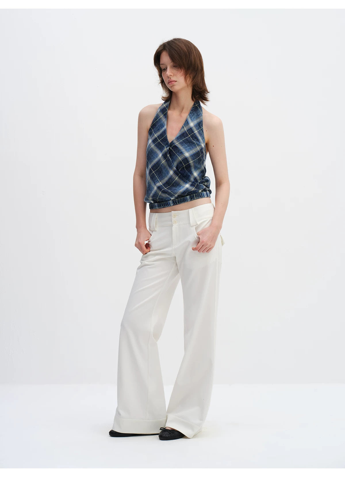 Low-Rise Wide-Leg Tailored Trousers