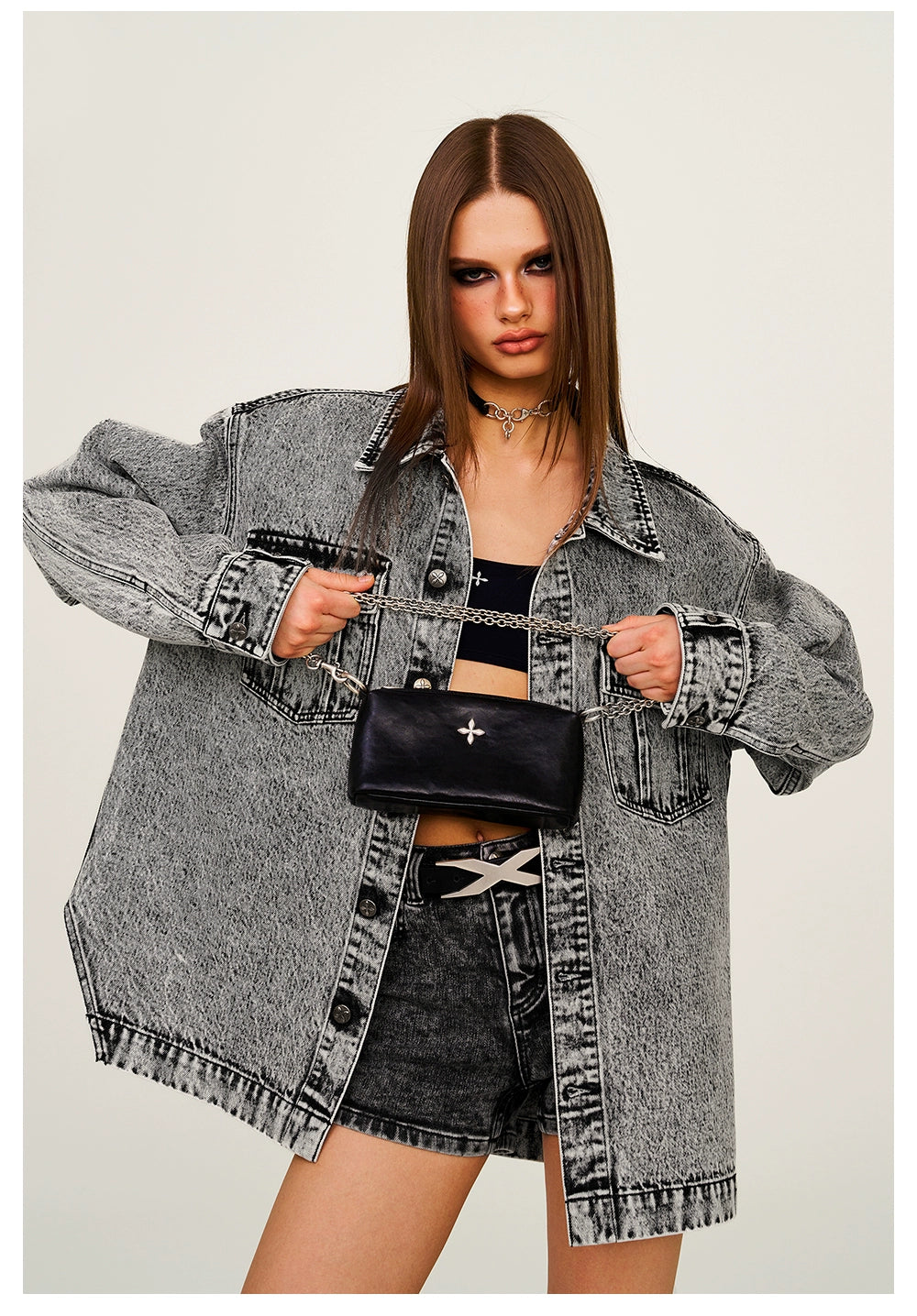 Cross Emblem Leather Chain Bag - Small - CHINASQUAD