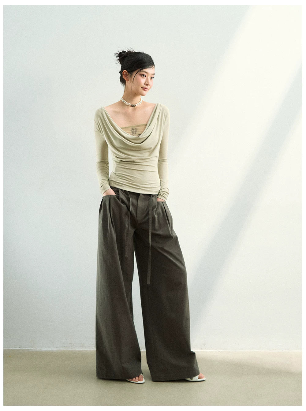 Reversible Draped Mesh Blouse