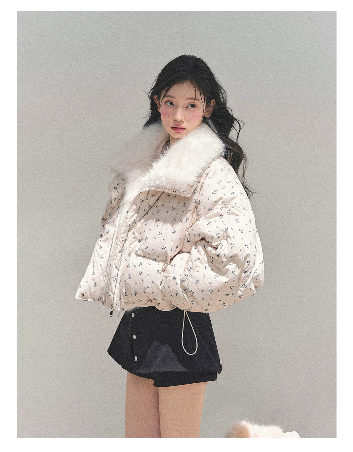 Short White Duck Down Puffer Jacket