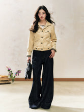 Khaki Suede Korean-Style Short Jacket - CHINASQUAD