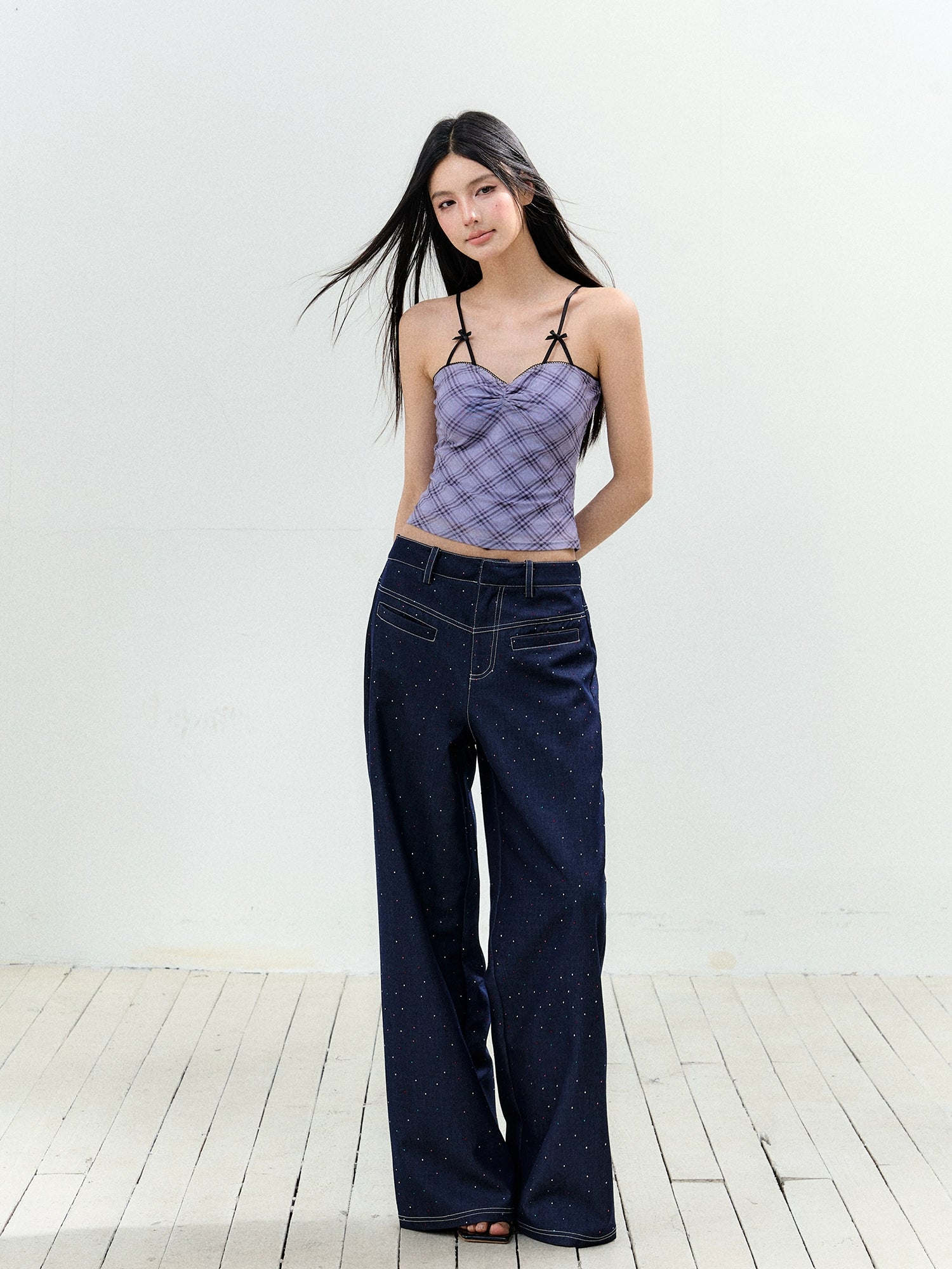 Color-Blocked Strap Bow-Knot Sling Vest - CHINASQUAD