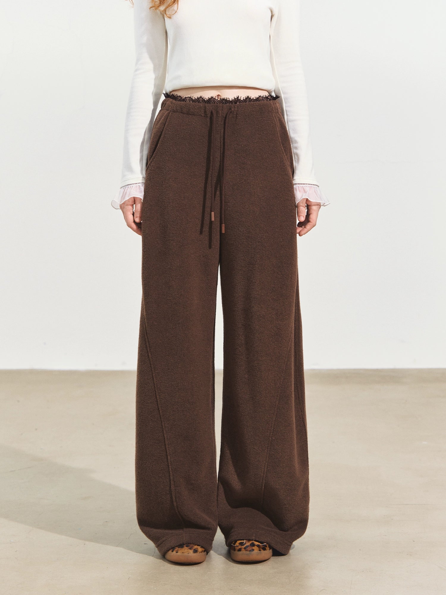 Plush Terry Fleece High-Neck Zip-up Sweatshirt & Banana Pants Set - CHINASQUAD