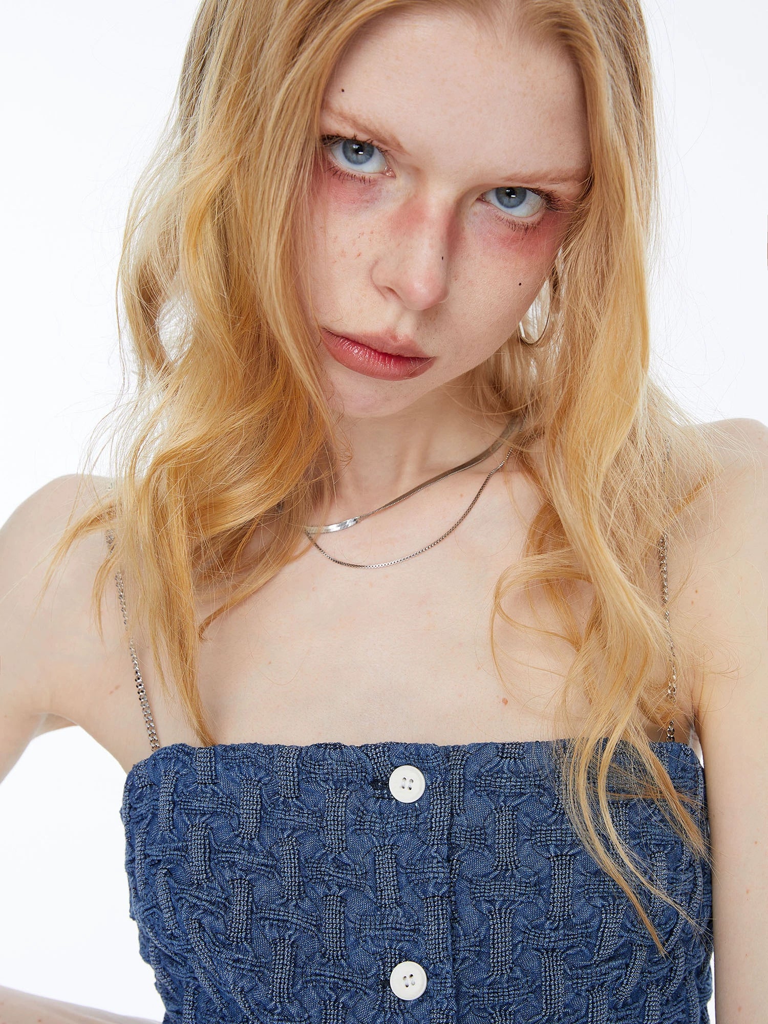 Vintage Ruched Denim Bandeau Camisole