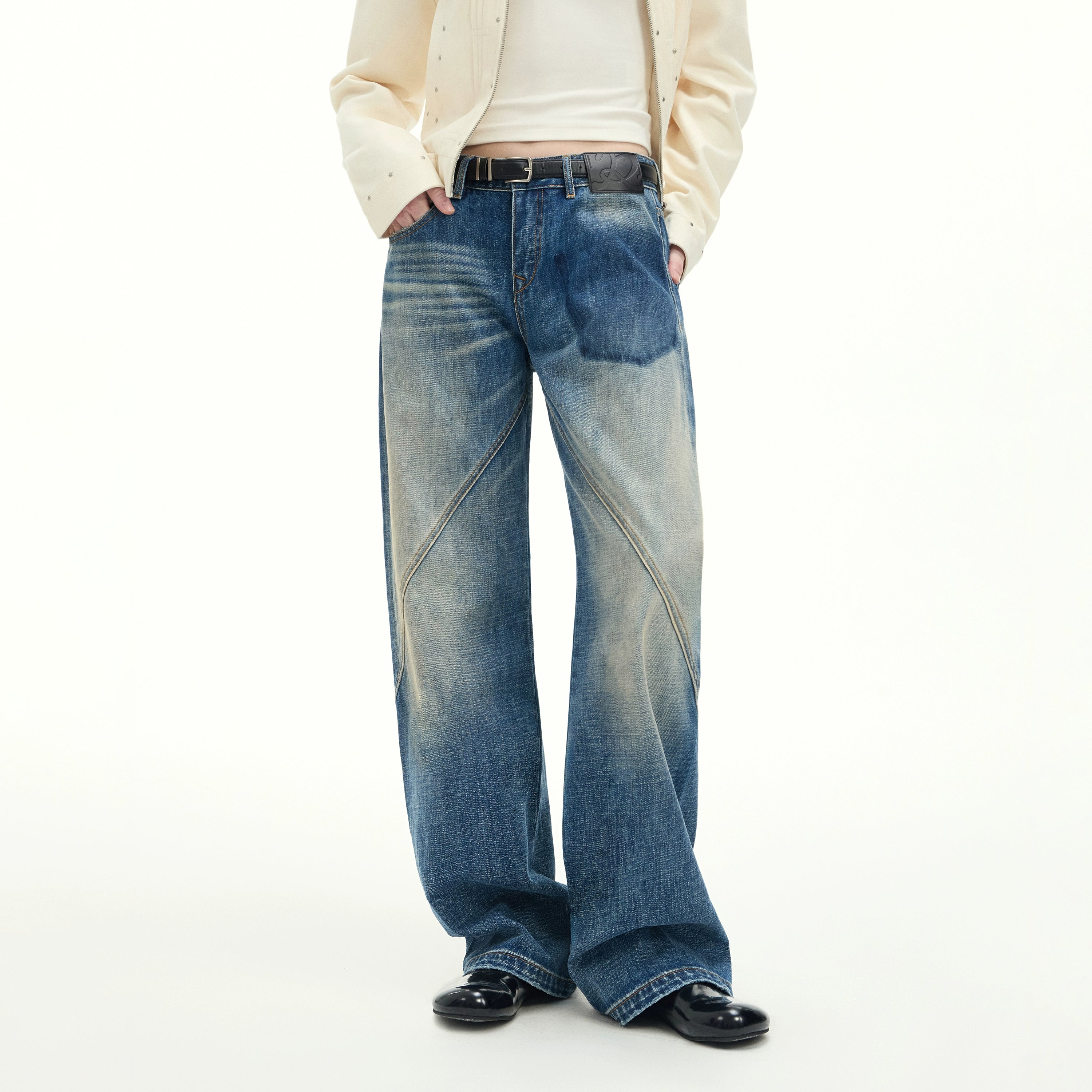 Vintage Washed Wide-Leg Denim Pants