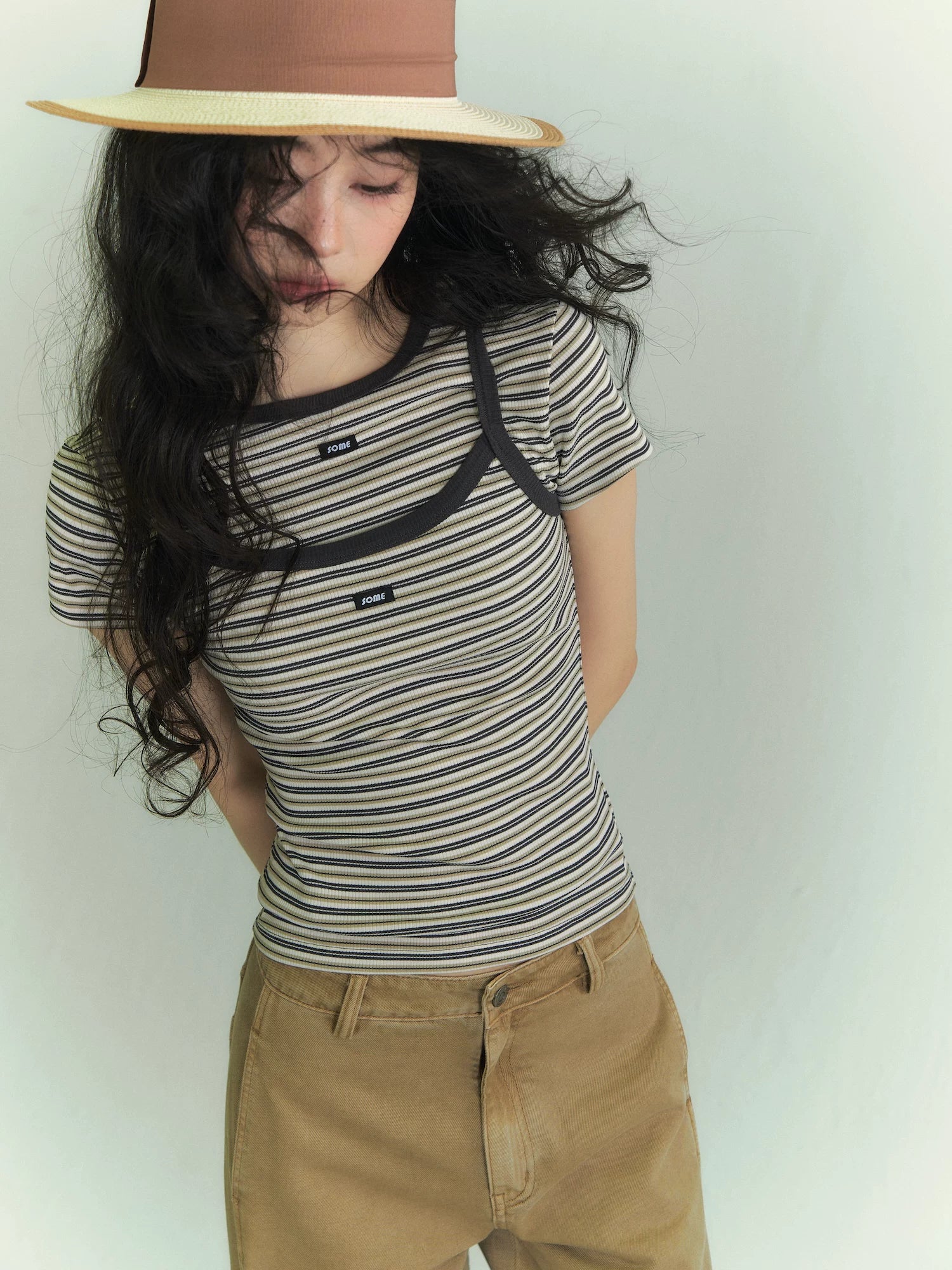 Casual Striped T-Shirt & Camisole Set
