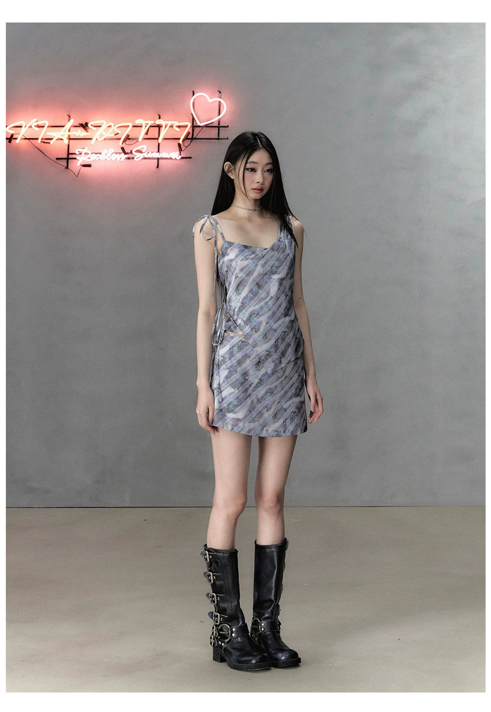 Purple Plaid Tank Top & A-line Skirt - CHINASQUAD