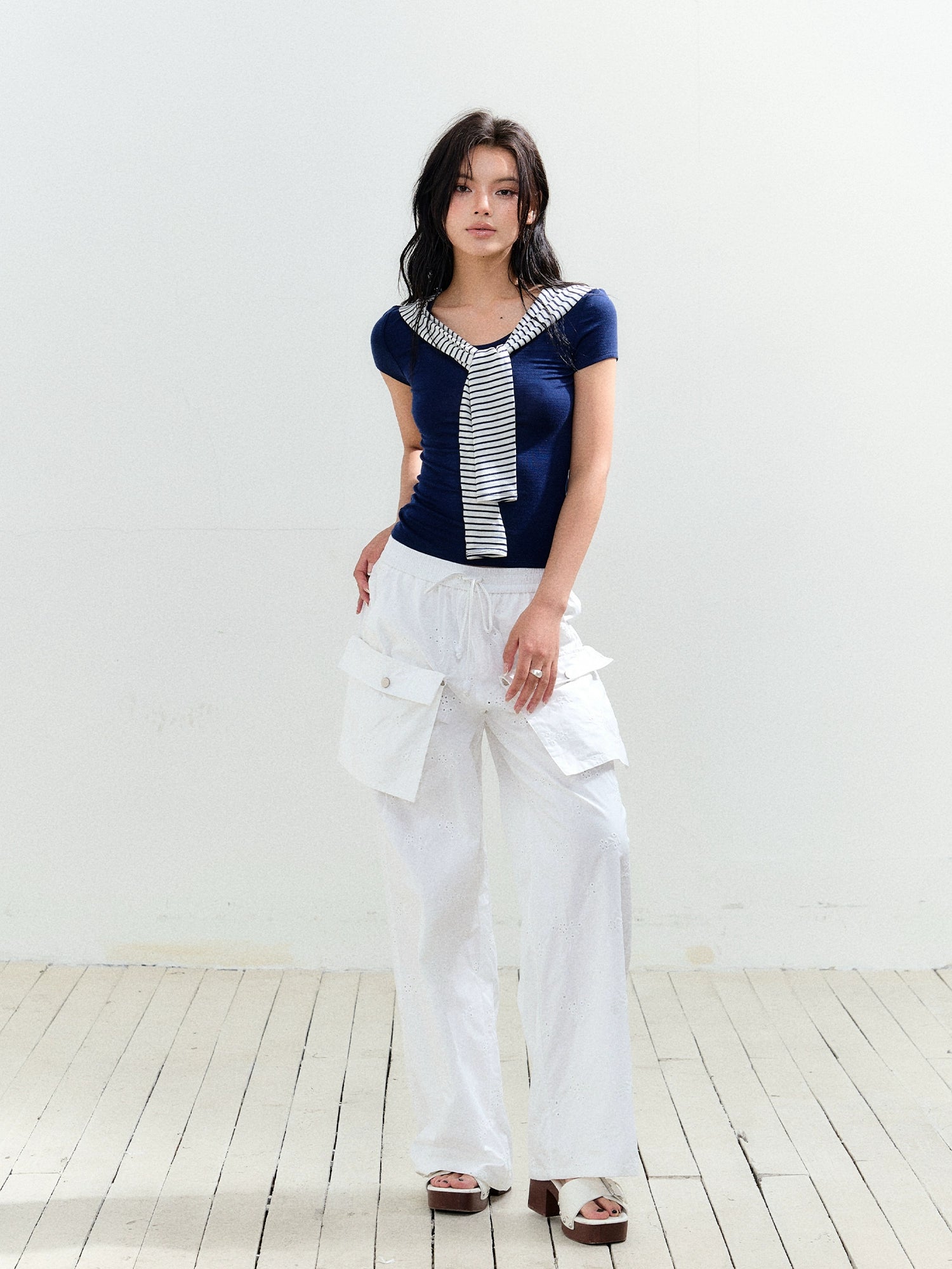 Sailor Collar Waist Tee - CHINASQUAD