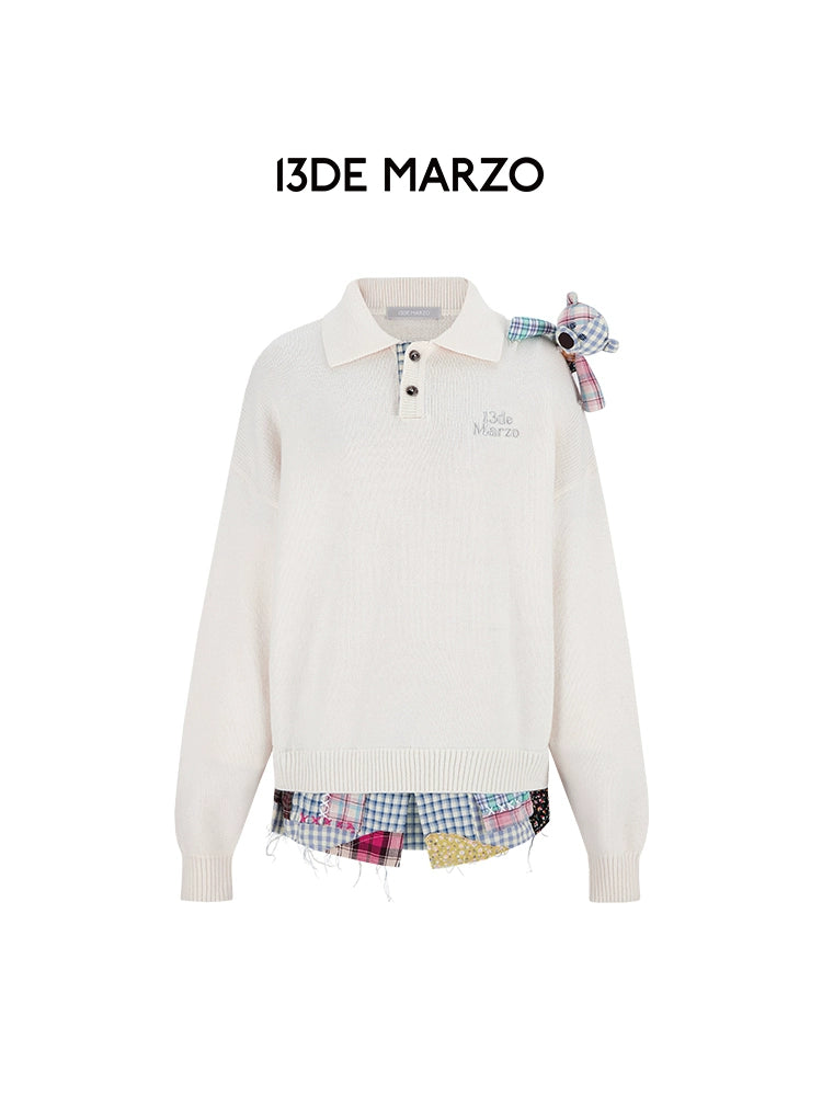 Plaid Bear Polo Sweater - CHINASQUAD