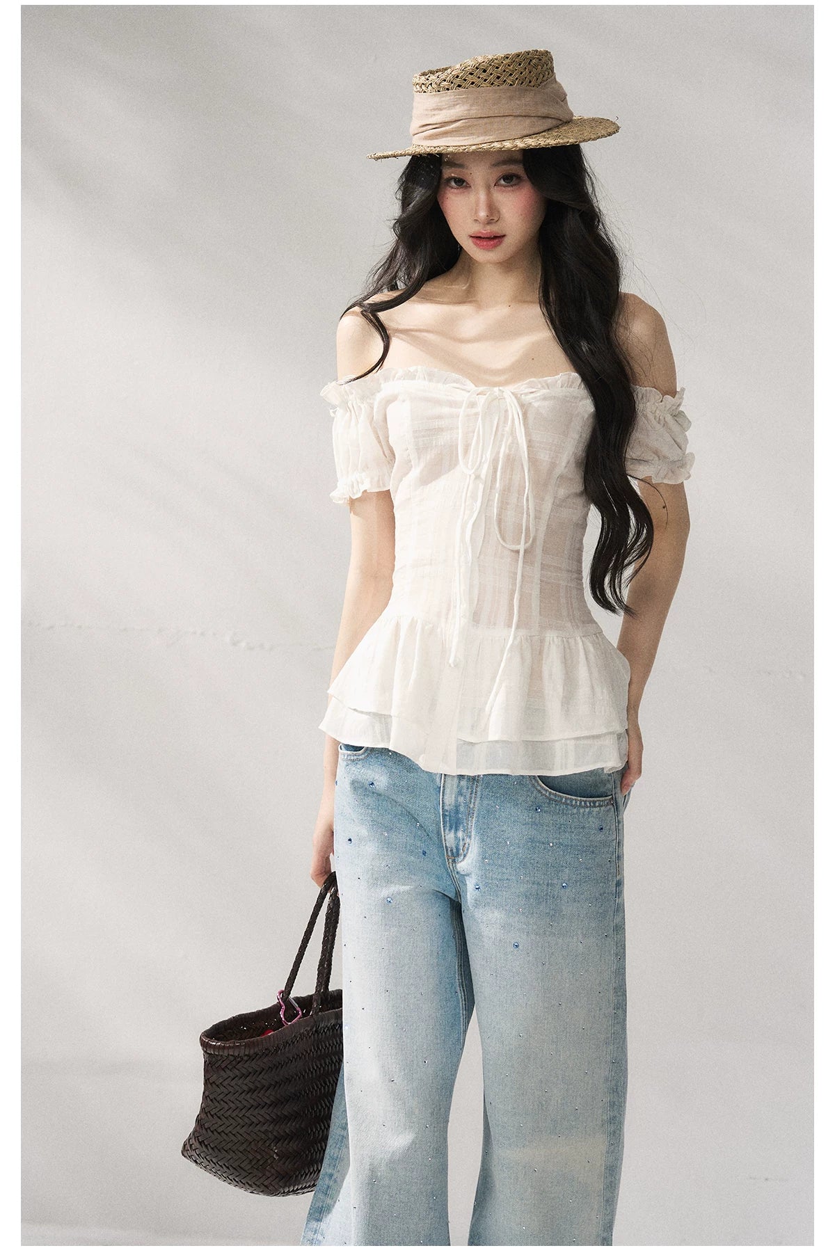 Cotton-Linen Fitted Short Sleeve Top