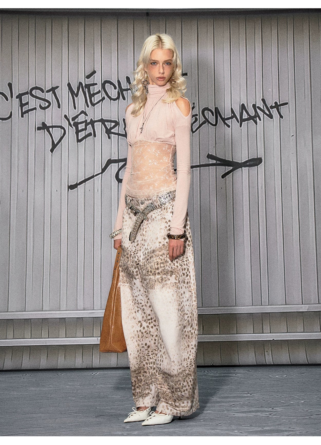 Lace Ruched Mock-Neck Long-Sleeve Base layer