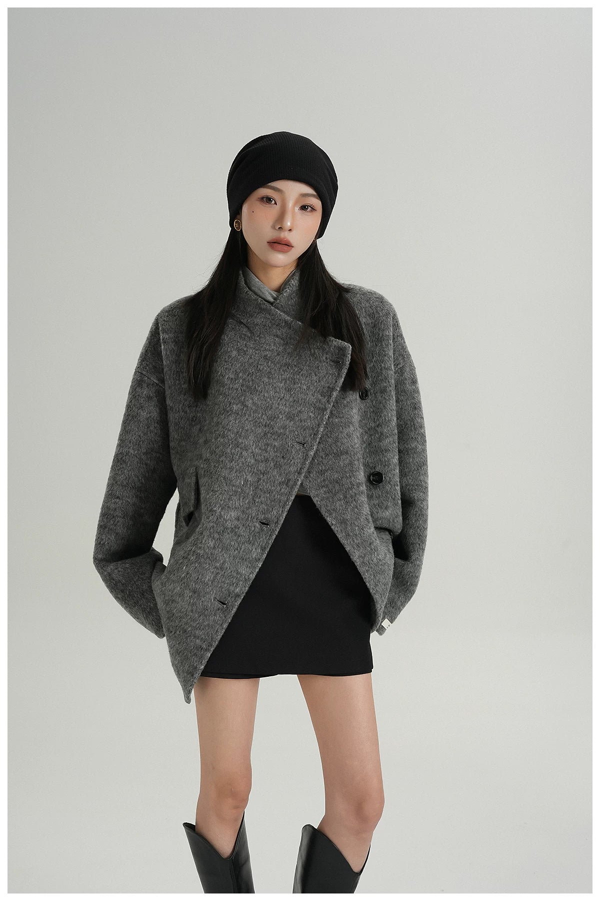 Double-Faced Wool Cape Jacket