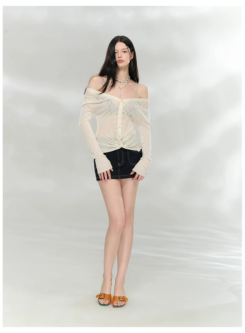 Reversible V-Neck Acetate Wool Knit T-Shirts