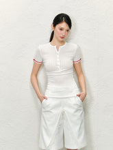 Round Neck Color Block Bow Tie T-shirt - CHINASQUAD