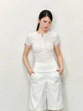 Round Neck Color Block Bow Tie T-shirt - CHINASQUAD