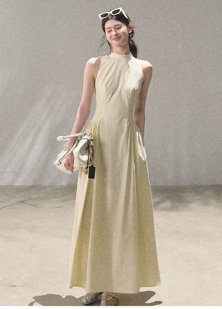 Vanilla Spring Halter Backless Dress