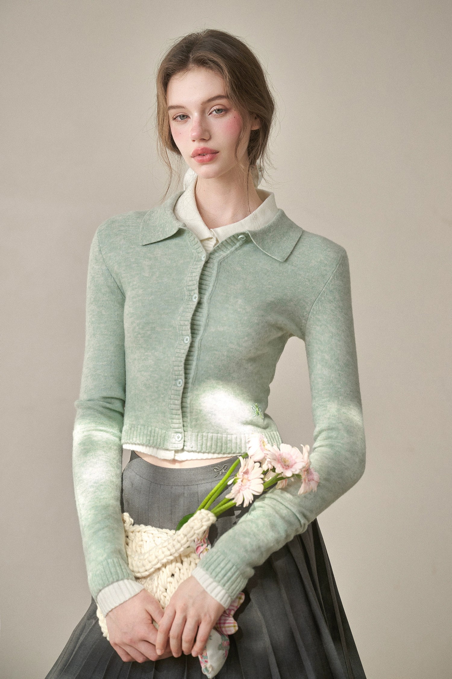 Silky Wool Cropped Cardigan