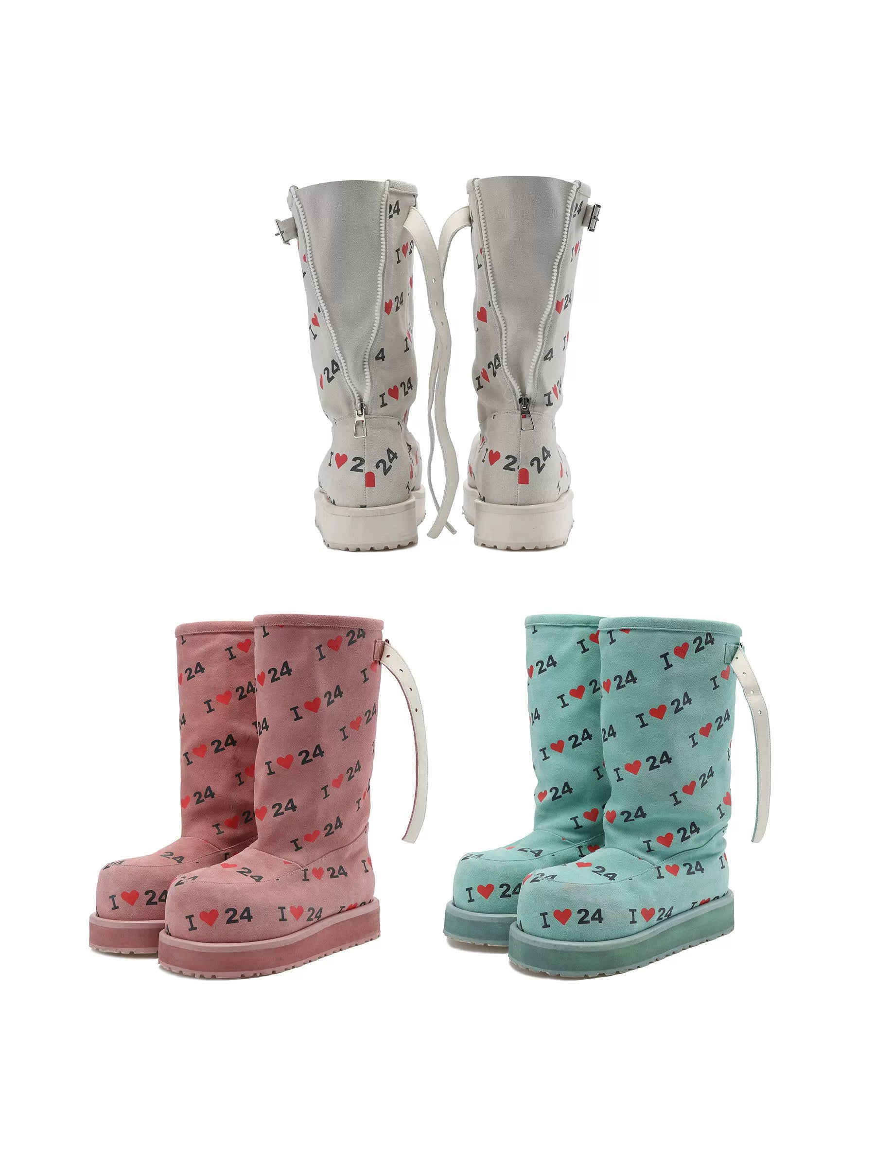 Letter Print Suede Snow Boots