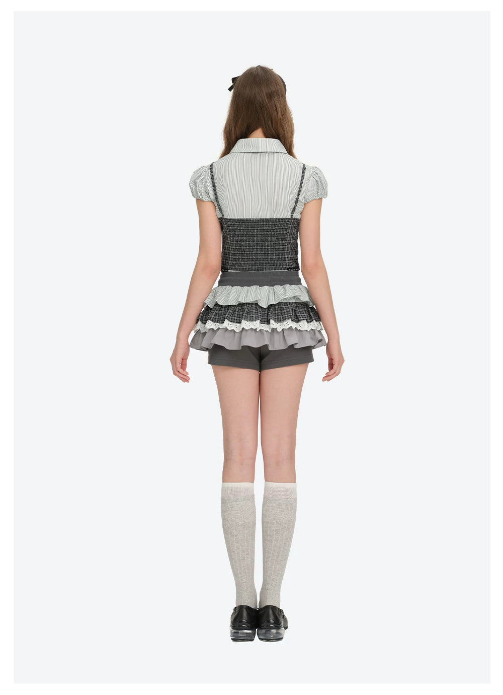 Patchwork Ruffle Tiered Skort