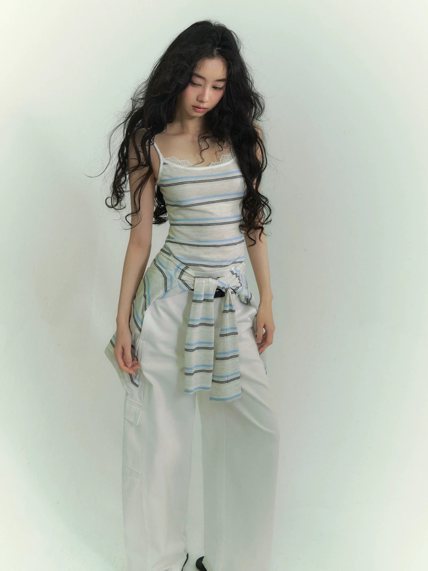Relaxed Stripe Layered Cardigan Set