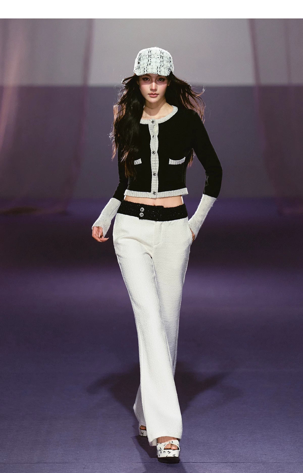 Wide-Waist Subtle Flared Tailored Trousers