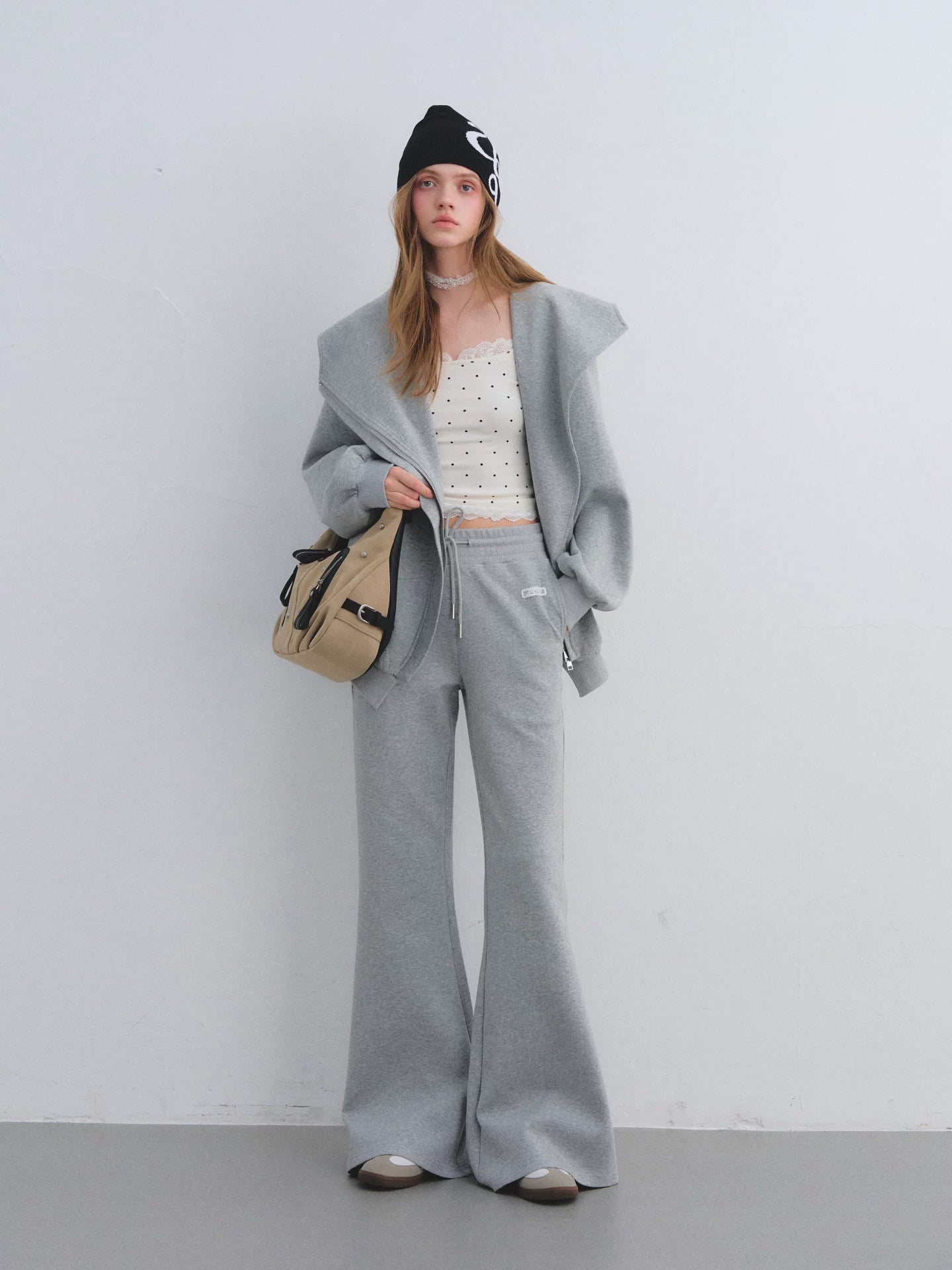 Lace Panel Polka Dot Cami Top