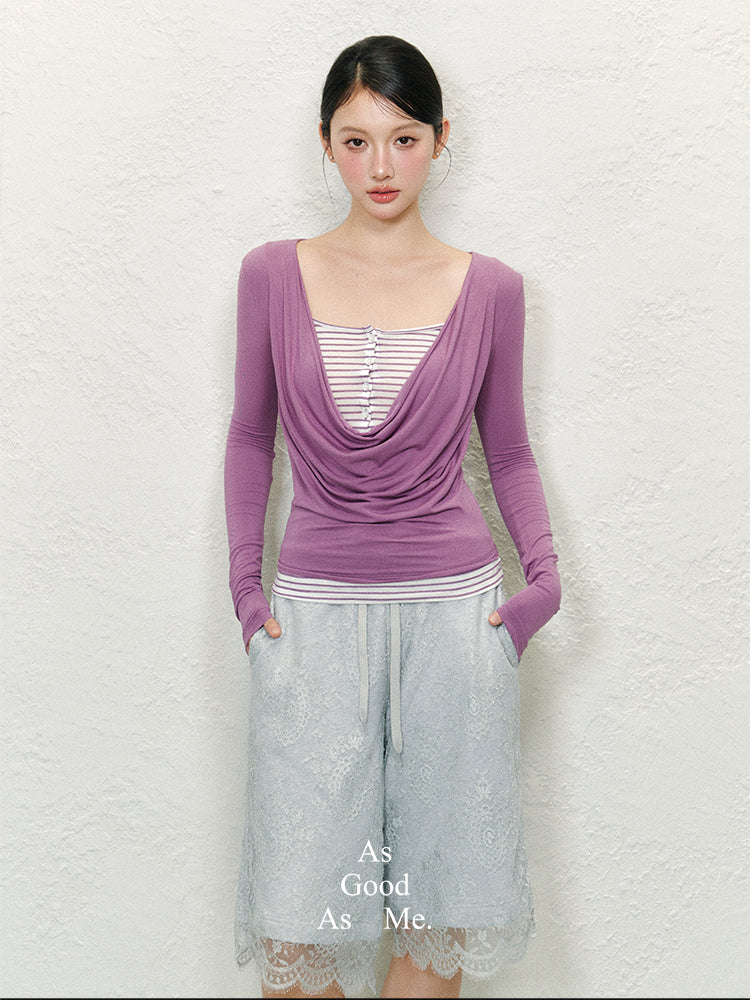 Lace-Trim Wide-Legged Shorts - CHINASQUAD