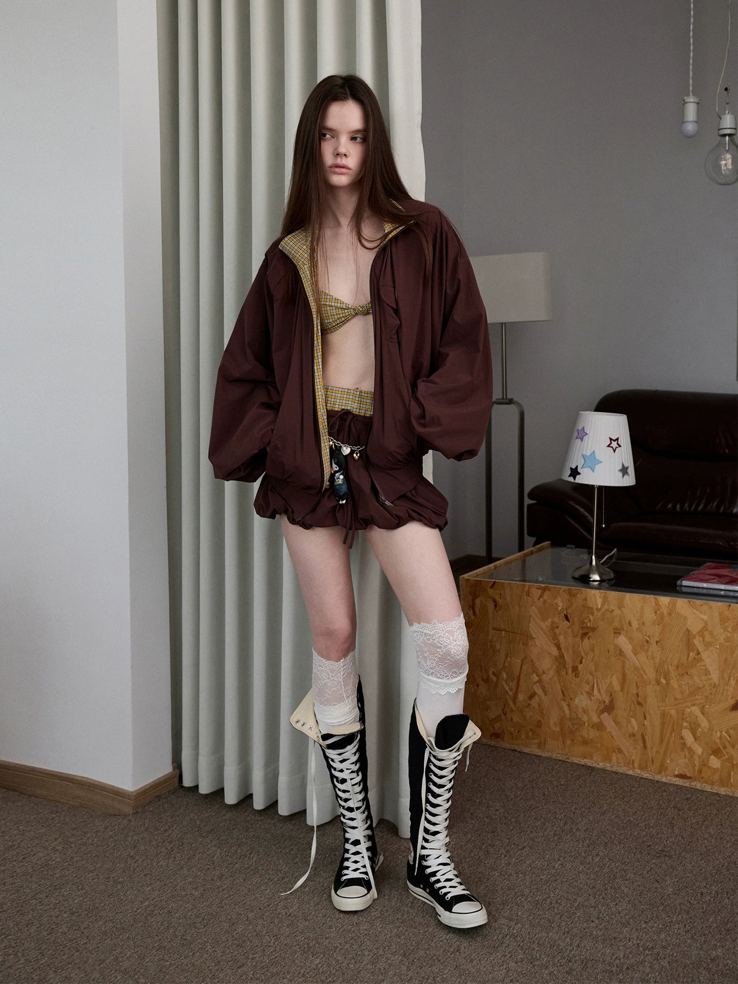 Check Panel Windbreaker Jackets & Skirt Set - CHINASQUAD